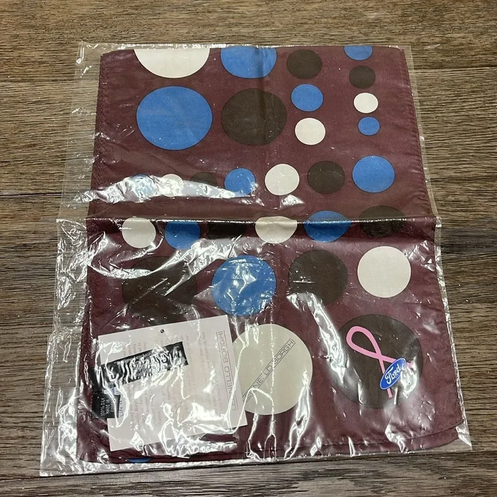 Breast Cancer Awareness Scarf Maroon Leonello Borghi Polka Dots by Ford 55x10.5”